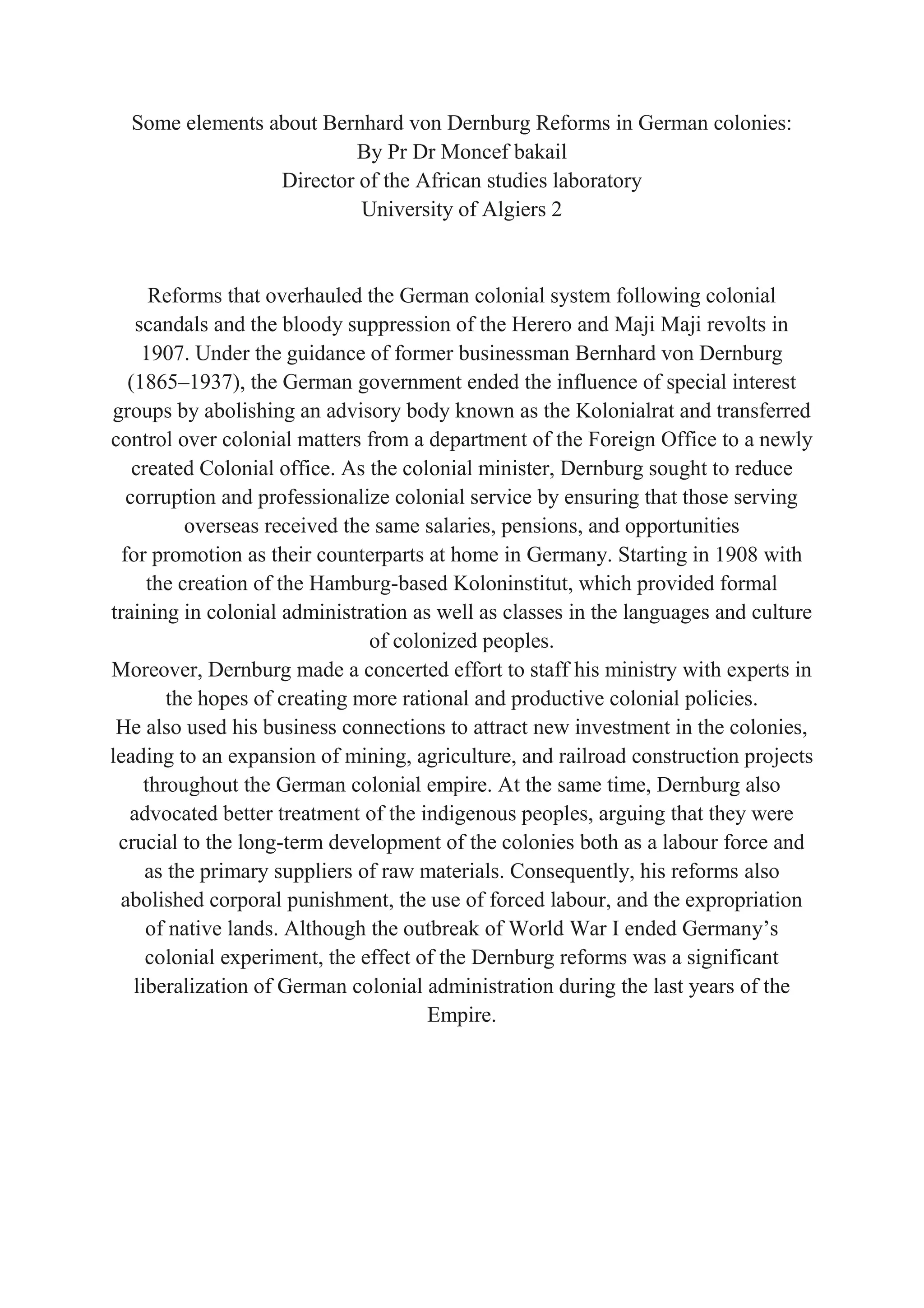 Some elements about Bernhard von Dernburg Reforms in German colonies.docx