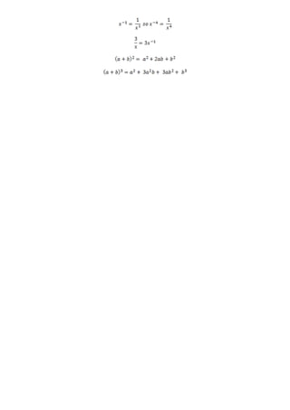 Some Formulae For Additional Mathematics