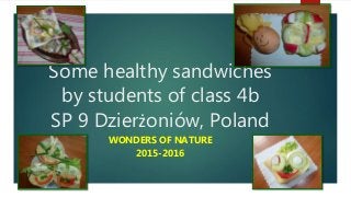 Some healthy sandwiches
by students of class 4b
SP 9 Dzierżoniów, Poland
WONDERS OF NATURE
2015-2016
 
