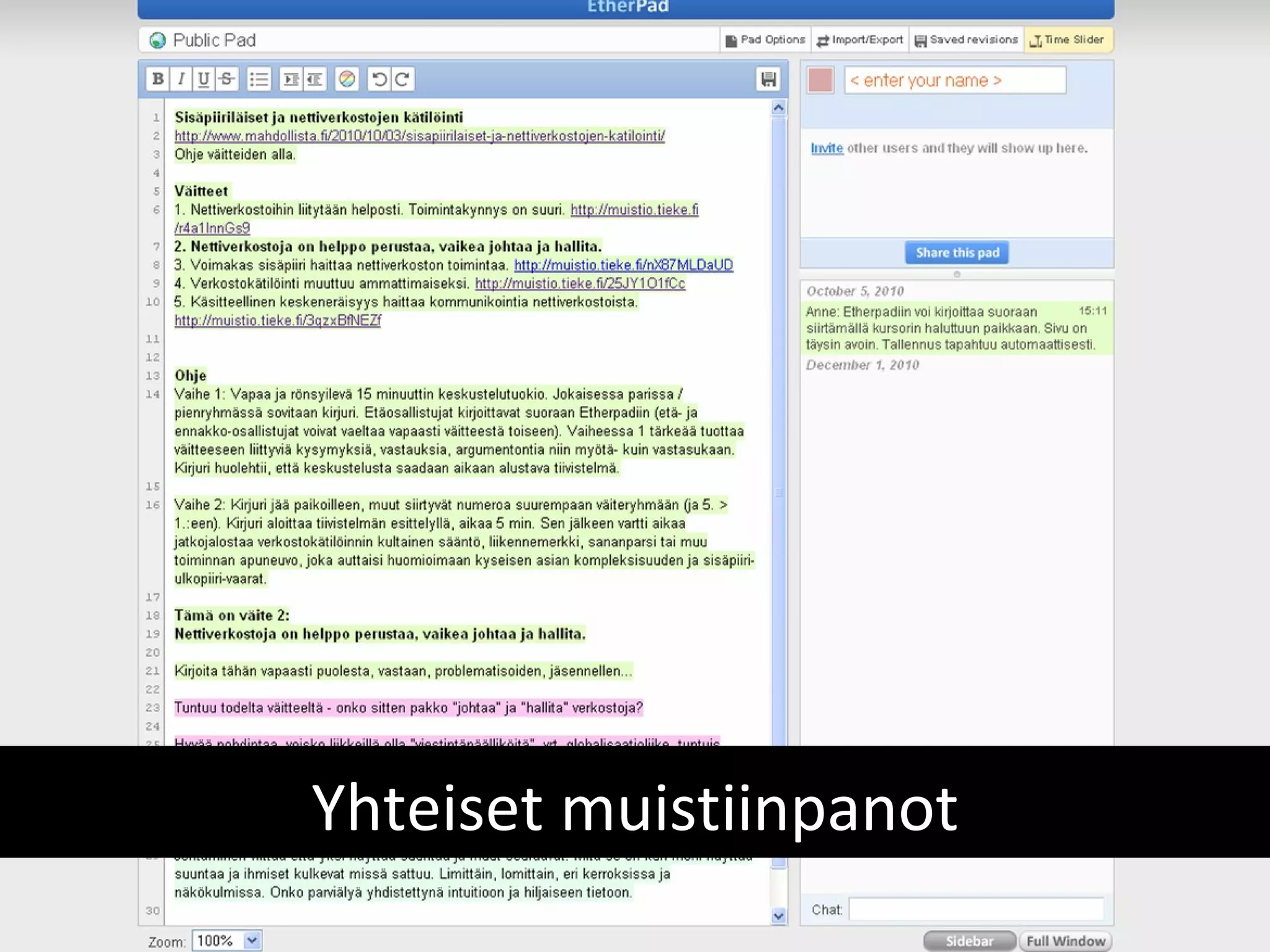 Yhteiset muistiinpanot 