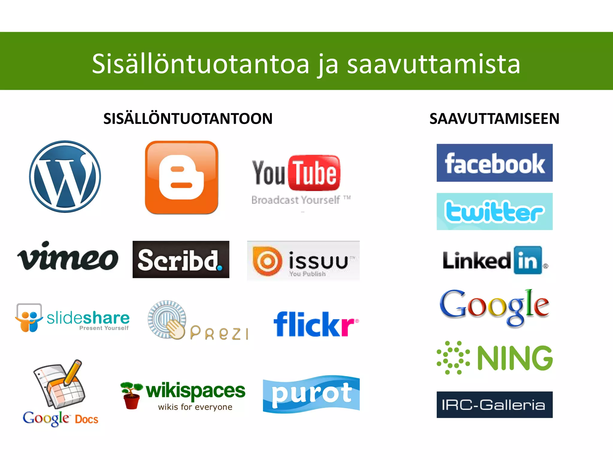 SISÄLLÖNTUOTANTOON SAAVUTTAMISEEN Sisällöntuotantoa ja saavuttamista 