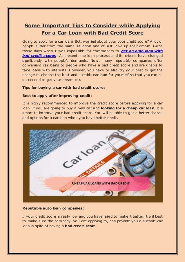 Some Important Tips To Consider While Applying For A Car Loan With Ba