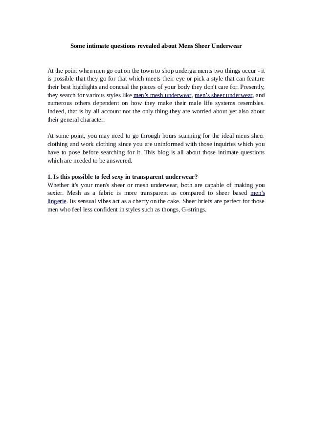 Some intimate questions revealed about mens sheer underwear