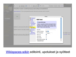 Wikispaces-wikin editointi, upotukset ja syötteet
 