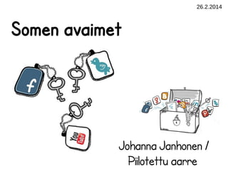 26.2.2014

Somen avaimet

Johanna Janhonen /
Piilotettu aarre

 
