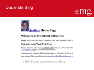 Das erste Blog
1994 Erstes persönliches Blog.
 