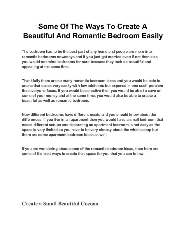 Some Of The Ways To Create A Beautiful And Romantic Bedroom