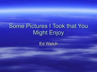 Some Pictures I Took that You Might Enjoy Ed Welch 
