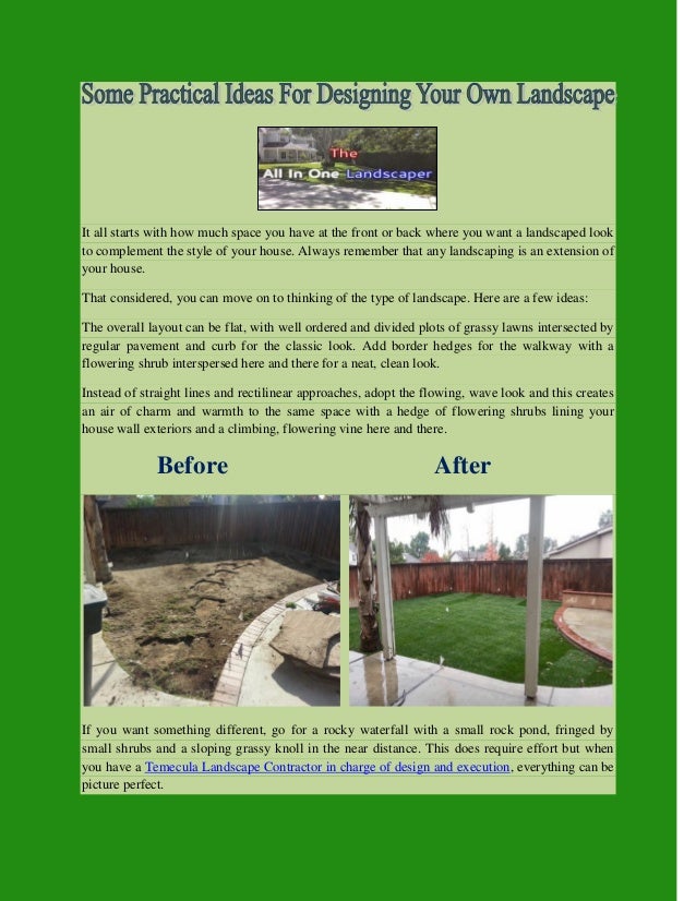 Some practical ideas for designing your own landscape