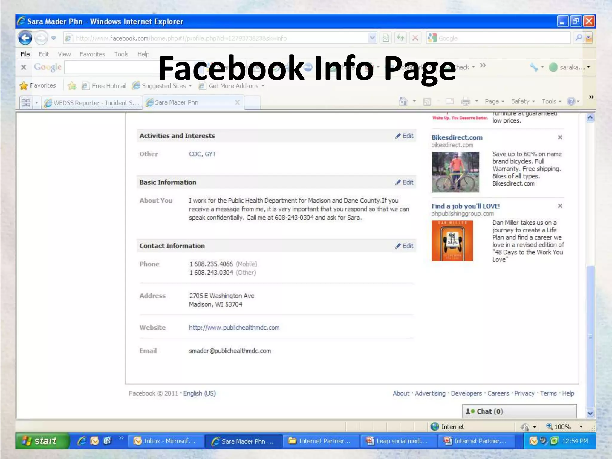 Facebook Info Page