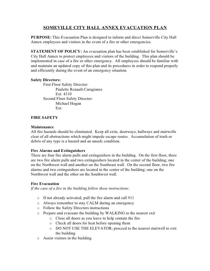 Somerville City Hall Annex Evacuation Plan