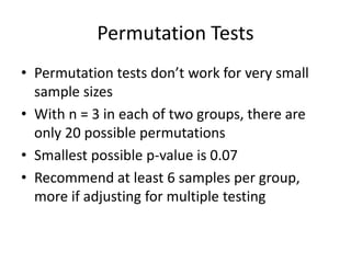 Permutation Based Testing Some statistical concepts relevant to proteomics data analysis | PPTX