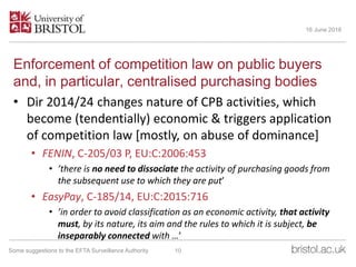 Enforcement of competition law on public buyers
and, in particular, centralised purchasing bodies
• Dir 2014/24 changes na...