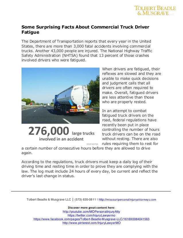 Some Surprising Facts About Commerical Truck Driver Fatigue by Tolbert