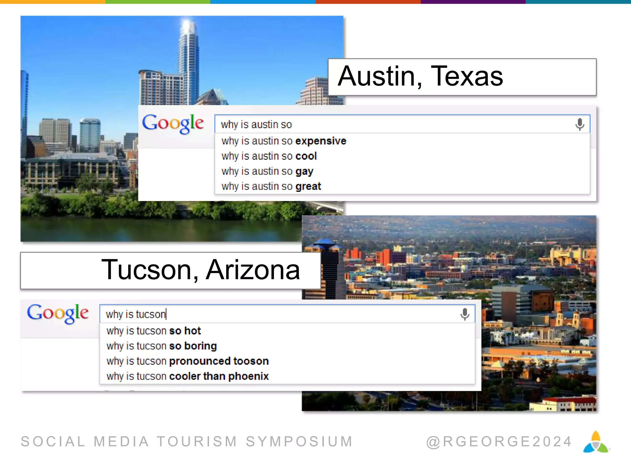 Austin, Texas

Tucson, Arizona

SOCIAL MEDIA TOURISM SYMPOSIUM

@RGEORGE2024

 