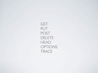 GET
PUT
POST
DELETE
HEAD
OPTIONS
TRACE
 