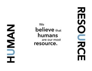 HUMAN
thatbelieve
RESOURCE
We
are our most
resource.
humans
 