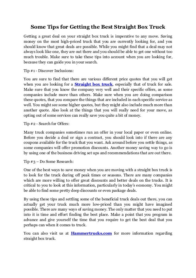 Some tips for getting the best straight box truck