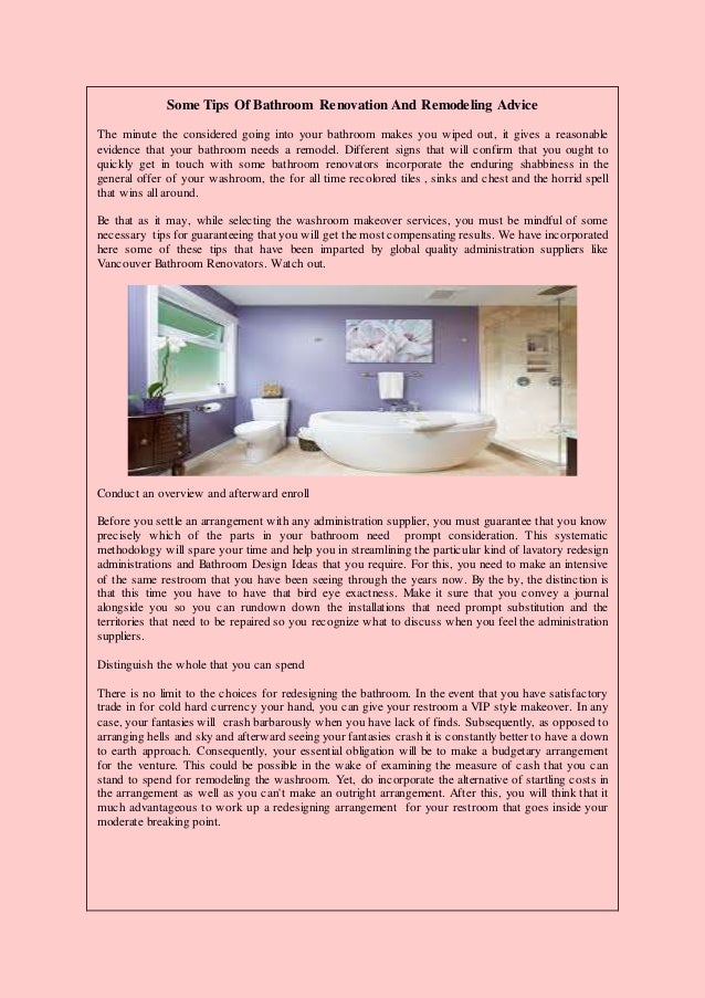 Some tips of bathroom renovation and remodeling advice