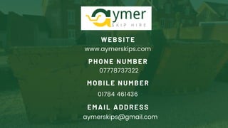 EMAIL ADDRESS
PHONE NUMBER
07778737322 
MOBILE NUMBER
01784 461436
WEBSITE
www.aymerskips.com
aymerskips@gmail.com
 