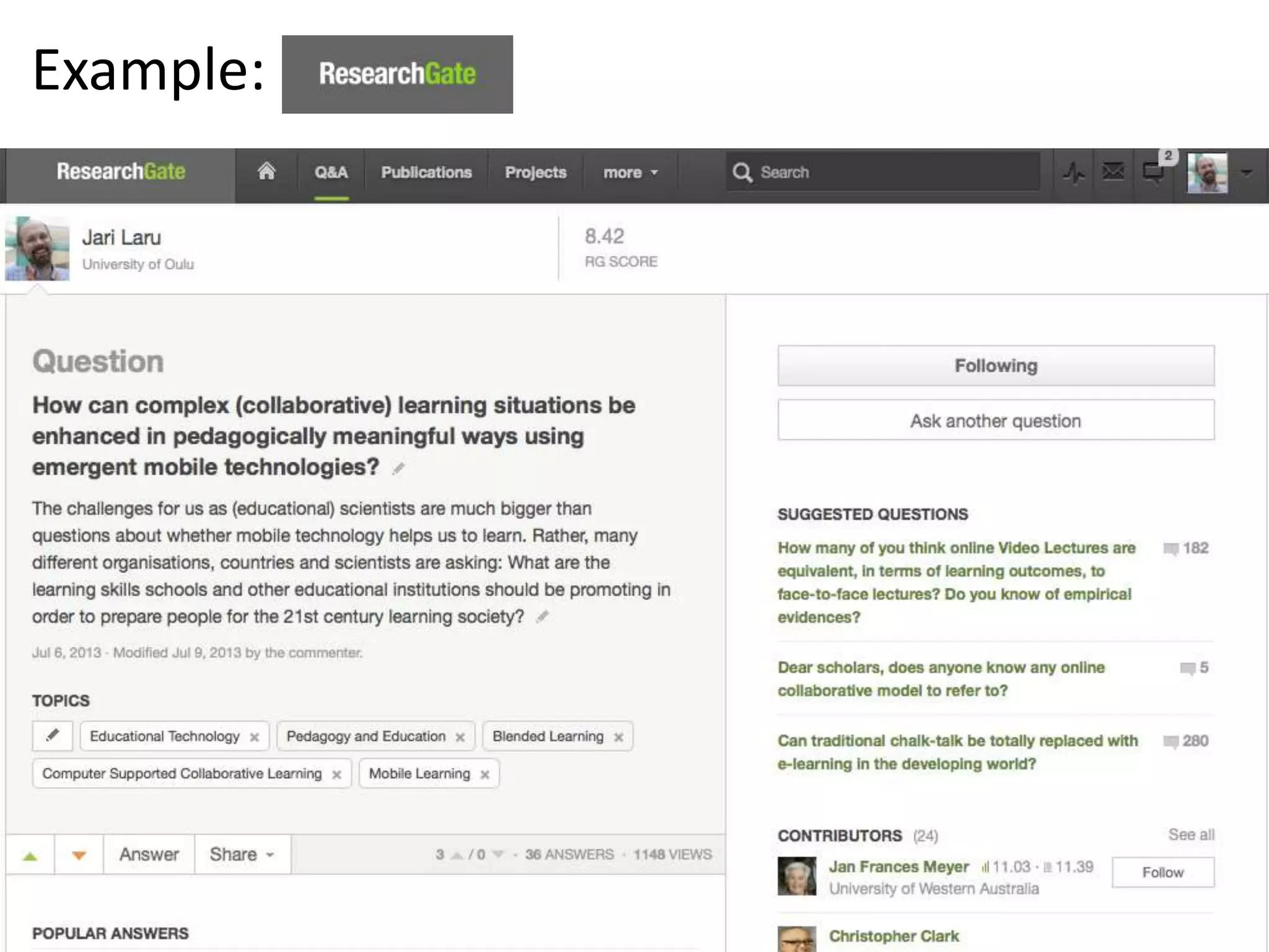 #COLLABORATE
#Groups #Persons #Projects #Terms
#Papers #Conferences #Labs #Ideas
 