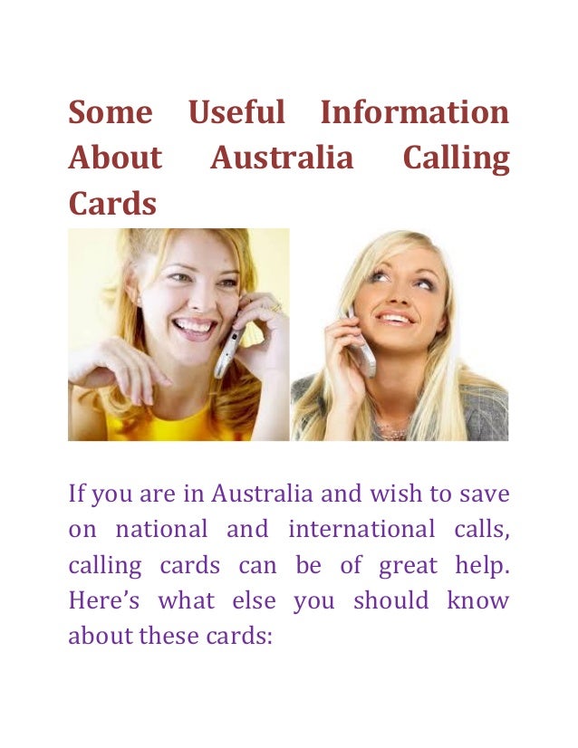 Some Useful Information About Australia Calling Cards