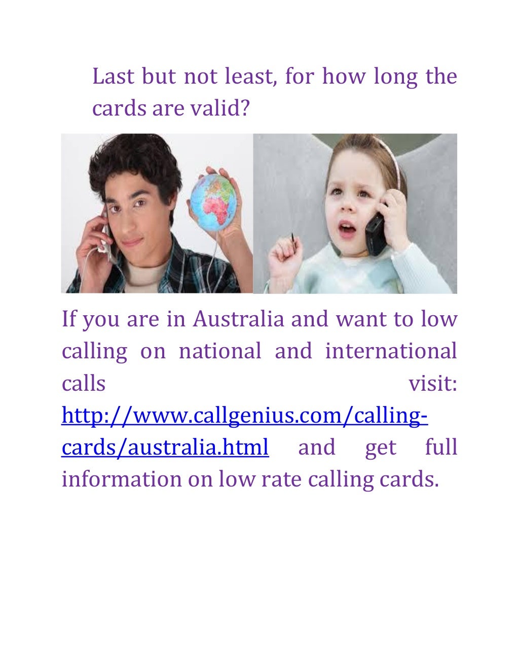 Some Useful Information About Australia Calling Cards