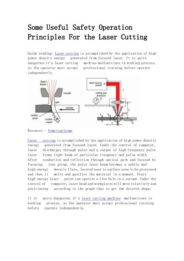 Some useful safety operation principles for the laser cutting