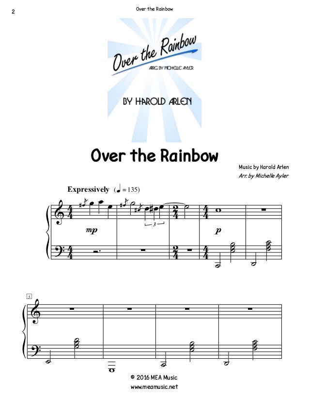 Somewhere Over the Rainbow Piano Sheet Music Pdf
