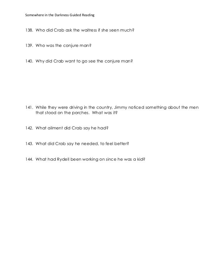 Somewhere In The Darkness Guided Reading Questions
