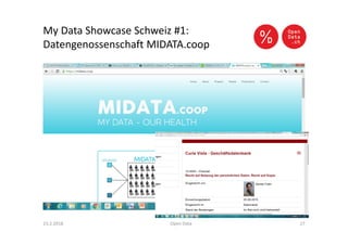 My Data Showcase Schweiz #1:
Datengenossenschaft MIDATA.coop
23.2.2016 Open Data 27
 