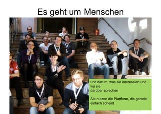 Die aktive Community



    1-9-90
    1% Inhaltsgenerierer + aktiv
    9% Kommentare, Bewertungen
    90% schauen zu




                    Corporate Dialog   78
 