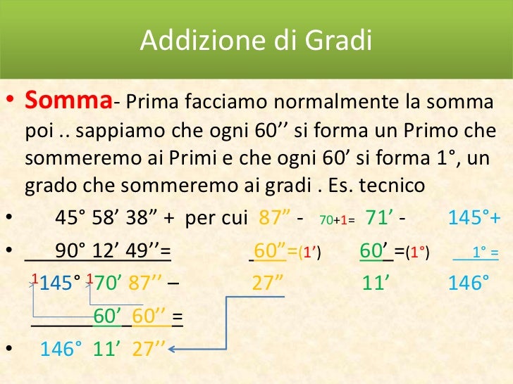 Operazioni Con Gradi Primi E Secondi