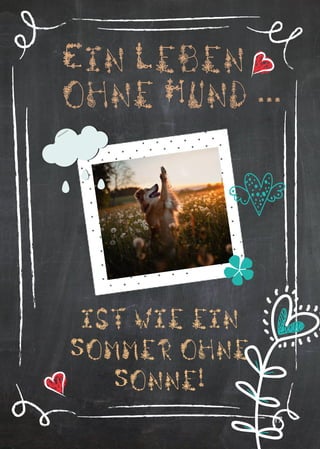 17
Ein Leben
ohne Hund ...
ist wie ein
Sommer ohne
Sonne!
 