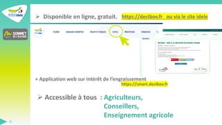  Disponible en ligne, gratuit.
+ Application web sur intérêt de l’engraissement
31
 Accessible à tous : Agriculteurs,
Co...
