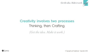 Creativity involves two processes
Thinking, then Crafting.
Get the idea. Make it work.
© Copyright and Confidential September 2014
(Get the idea. Make it work.)
 