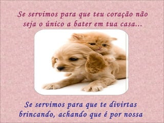 Se servimos para que teu coração não seja o único a bater em tua casa... Se servimos para que te divirtas brincando, achando que é por nossa causa.... 