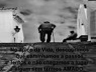 No ápice da Vida, descobrimos
  que caminhamos a passos
lentos e não chegamos a lugar
  algum sem termos AMADO.
 