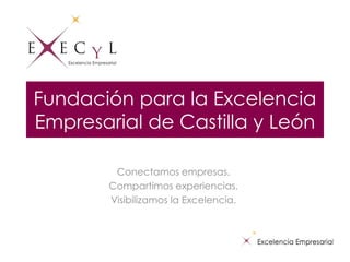 Fundación para la Excelencia
Empresarial de Castilla y León
Conectamos empresas.
Compartimos experiencias.
Visibilizamos la Excelencia.
 