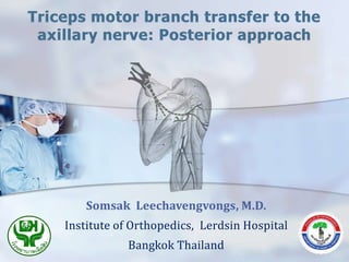 Somsak Leechavengvongs, M.D.
Institute of Orthopedics, Lerdsin Hospital
Bangkok Thailand
 