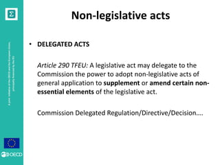 AjointinitiativeoftheOECDandtheEuropeanUnion,
principallyfinancedbytheEU
• The purpose of the power to adopt delegated act...