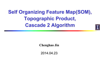 Self Organizing Feature Map(SOM),
Topographic Product,
Cascade 2 Algorithm
Chenghao Jin
2014.04.23
 