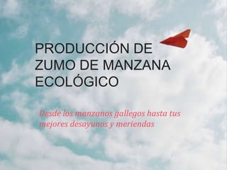 PRODUCCIÓN DE
ZUMO DE MANZANA
ECOLÓGICO
Desde los manzanos gallegos hasta tus
mejores desayunos y meriendas
 