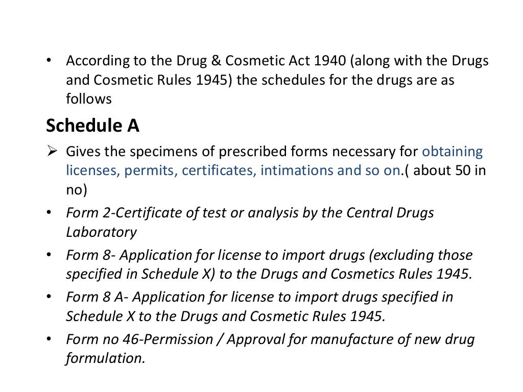Narcotic Drug Schedule Chart