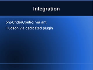 Sonar vs. phpUnderControl/Hudson Continuous Integration Platform vs. Reporting Platform 