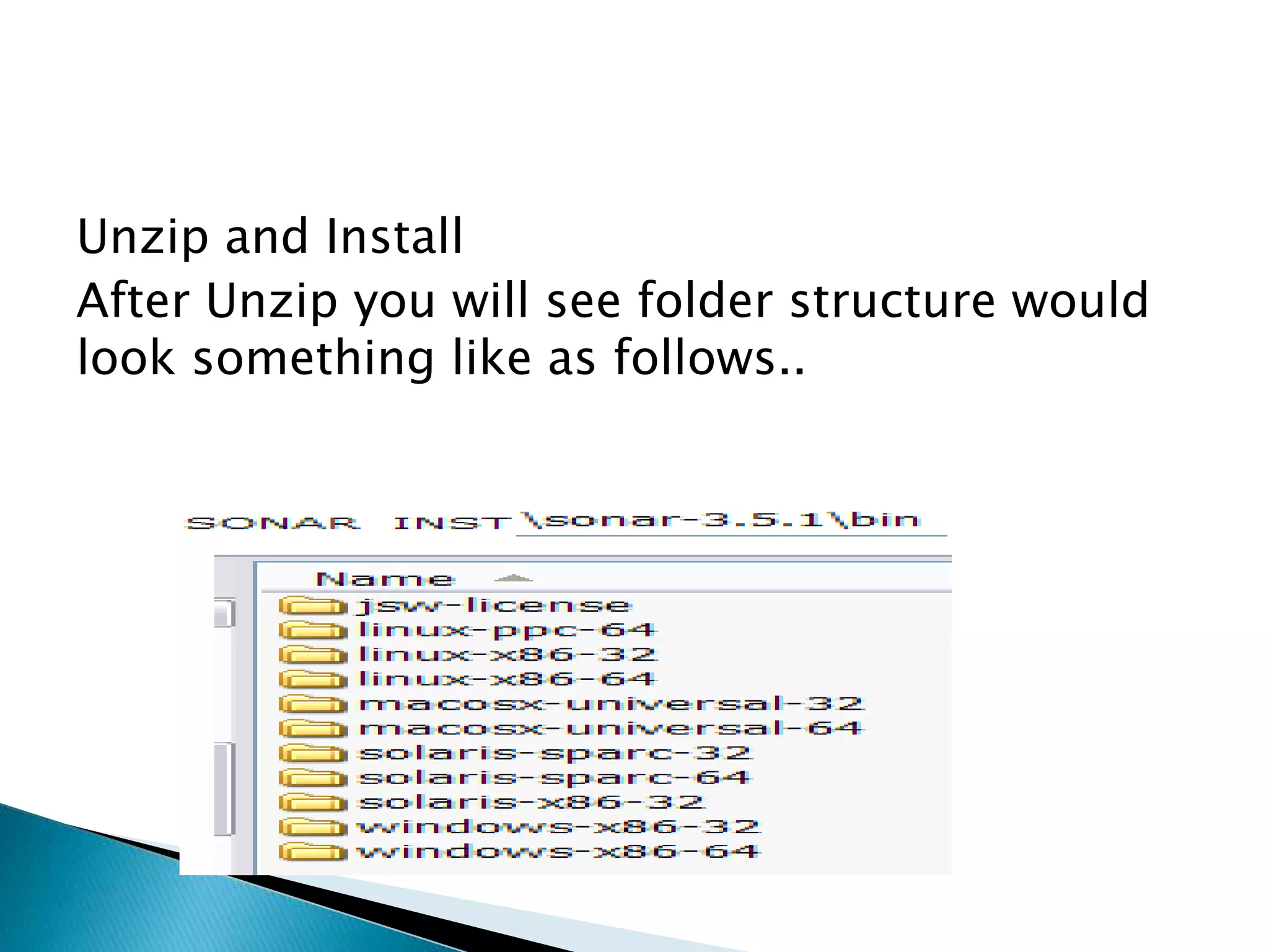 Unzip and Install
After Unzip you will see folder structure would
look something like as follows..
 