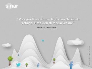 “Prospek Pencalonan Prabowo Subianto
sebagai Presiden di Media Online”
09 September - 09 Oktober 2013

 