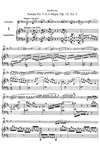 Sonata en A mayor n° 1 para violin y piano de Beethoven