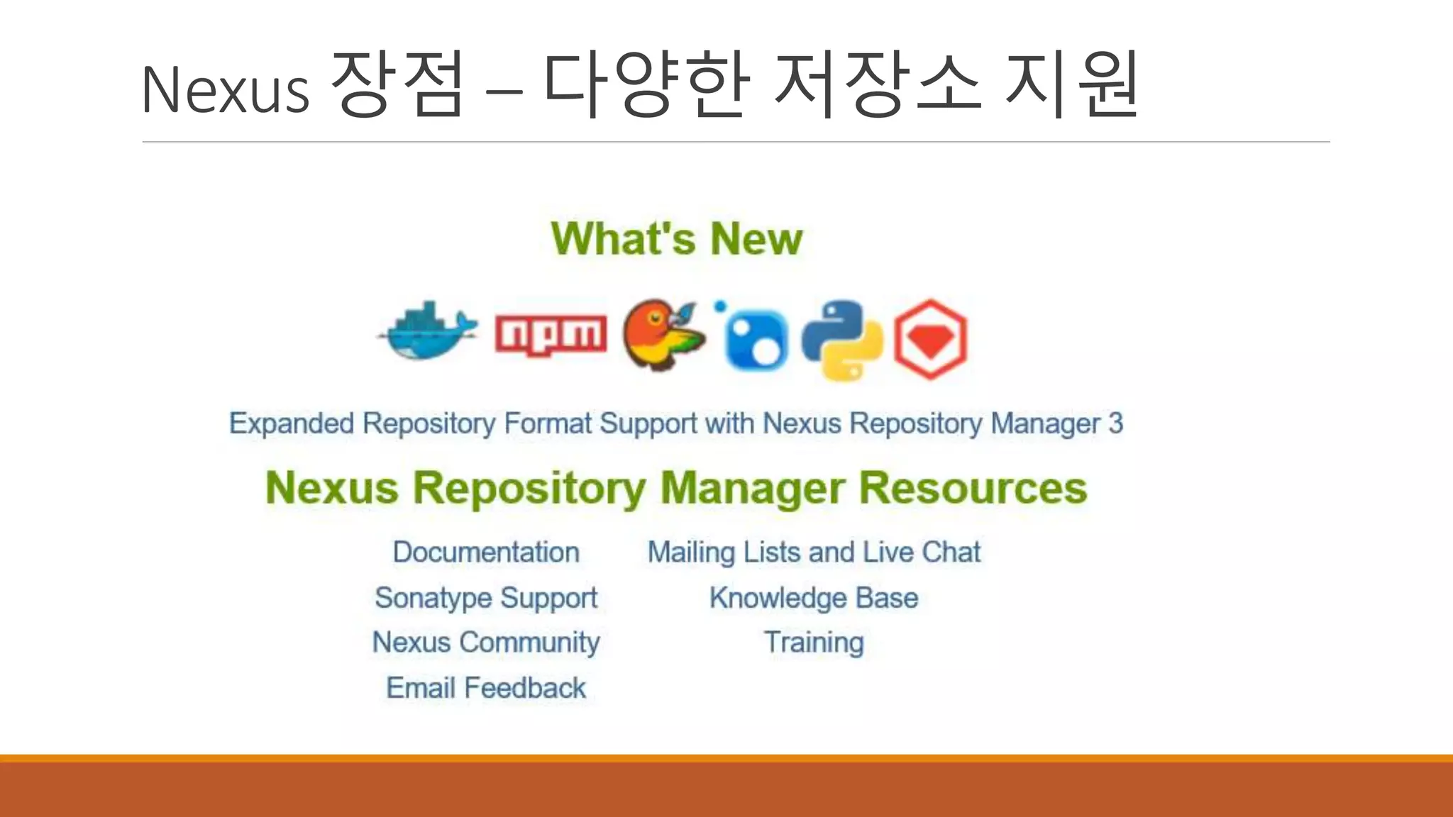 Nexus 장점 – 다양한 저장소 지원
 