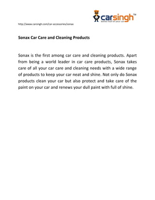 Sonax Car Care and Cleaning Products